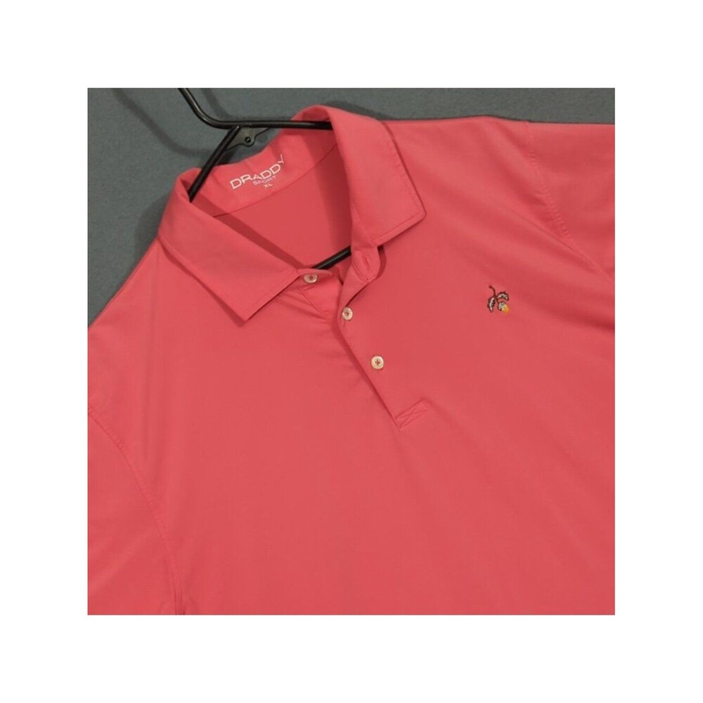 Draddy Sport Polo Shirt Men's XL Coral Short Sleeve Performance Golf Embroidered